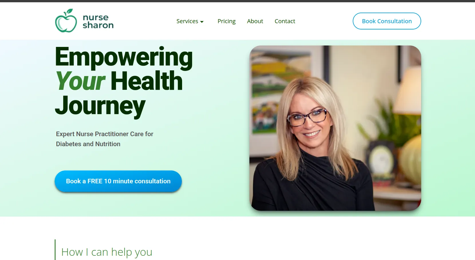 Nurse Sharon website screenshot